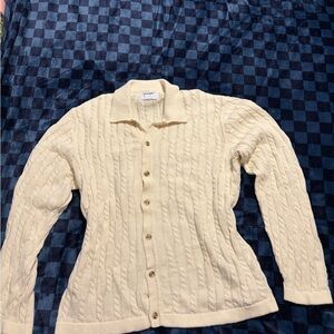 Cream Cable Knit Women's Cardigan